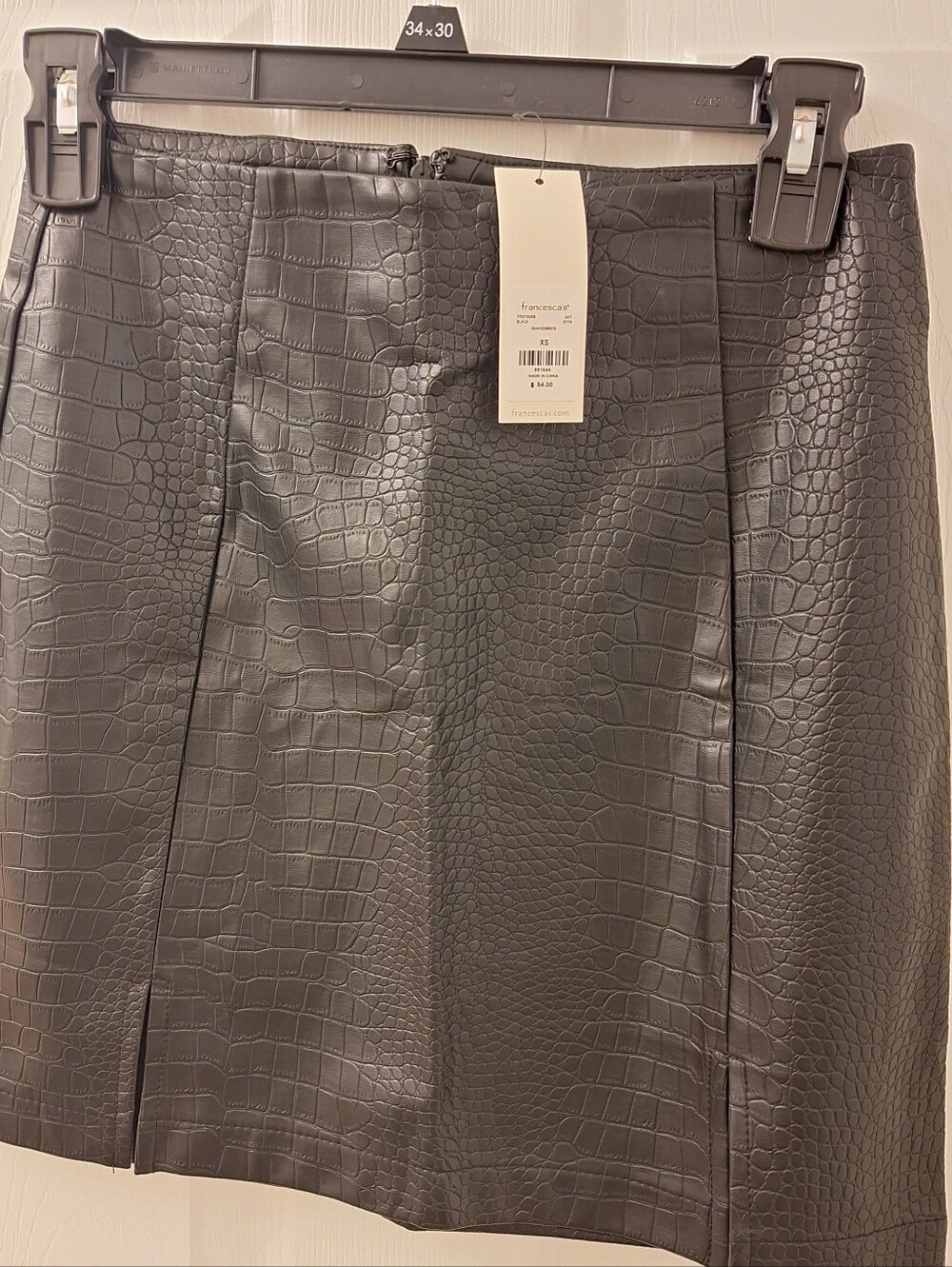 Francesca's Collections Black Faux Croc Mini Skirt Size XS NWT
